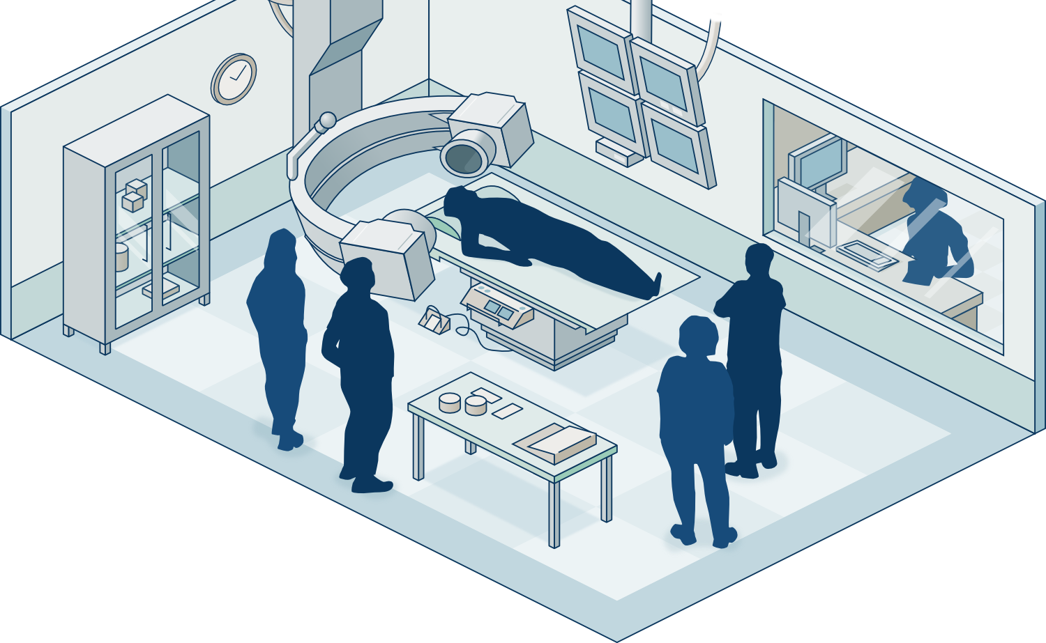Isometric illustration of operating room